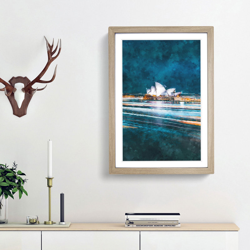 Sydney Opera House Lights - Framed Print, Oak Framed, 63cm H x 45cm W x 2cm D