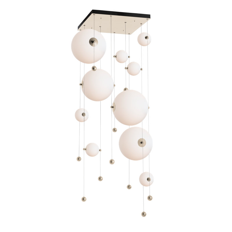 Abacus 10 - Light Cluster Globe LED Pendant, Opal, Soft Gold