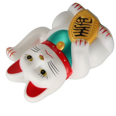Lucky Cat 6 Inch Plastic Electric Fortune Figurine for Entryway Home Gift New Store Opening White 0256C