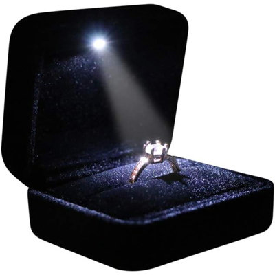 Velvet Glossy With LED Jewellery Gift Box For Proposal, Engagement, Wedding - Easy To Fit Into Your Pocket Or Handbag
