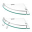 Paquet de 2 tablettes d'angle flottantes en verre trempé pour salle de bain avec rail et fixation murale