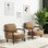 Ensemble de 2 fauteuils de style Mid-Century moderne en tissu brun avec structure en bois d'hévéa noyer