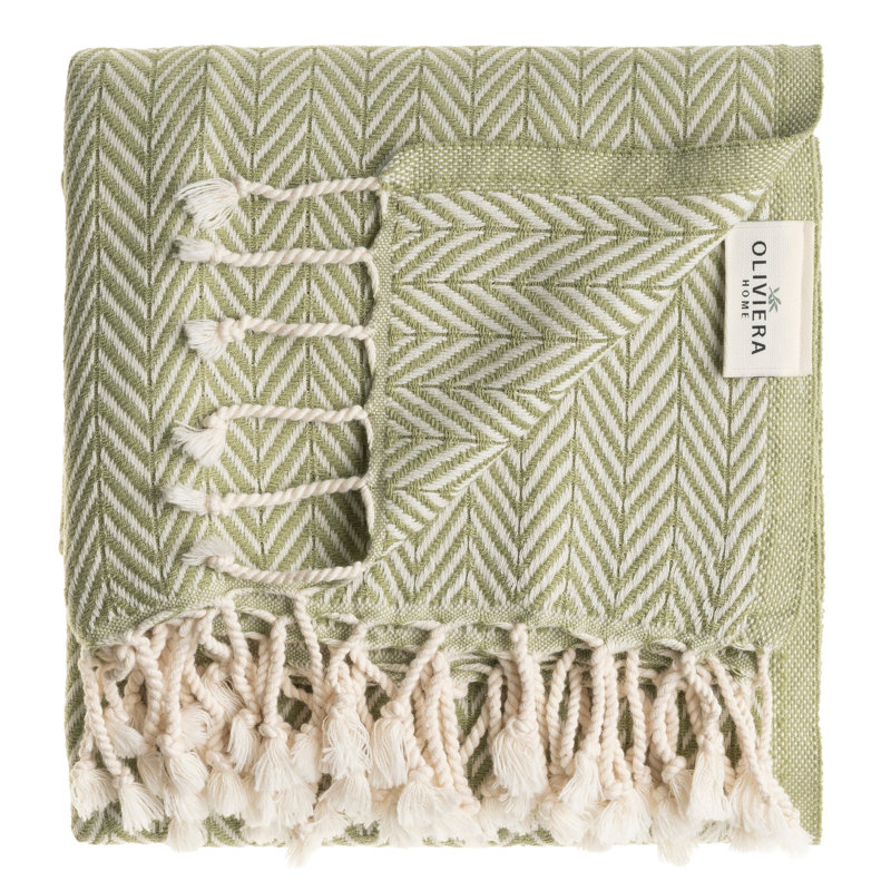 Essuie-mains en coton turc à chevrons, Vert