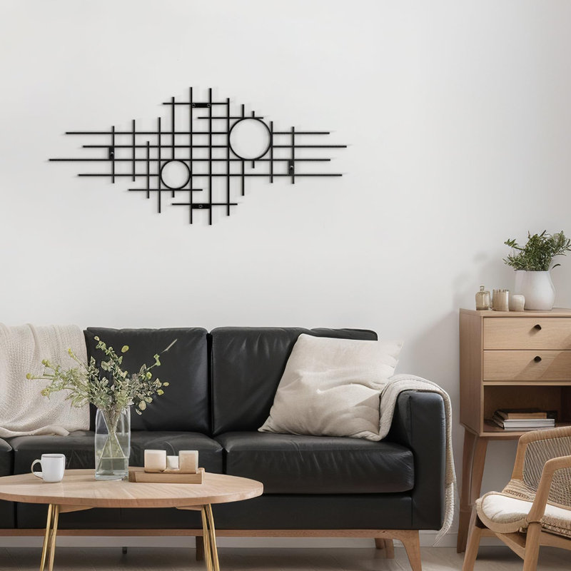 Wall Decor Metal, 12" H x 36" W x 0.05" D, Black