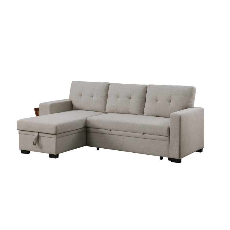 Upholstered Pull Out Sectional Sofa Bed With Chaise