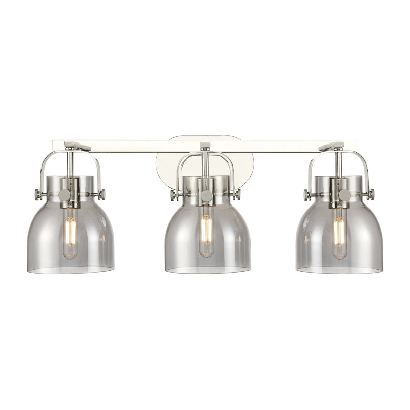 Luminaire de meuble-lavabo mural 4 po 6 lumières Slovan, Fumée, Nickel poli, Trois lumières