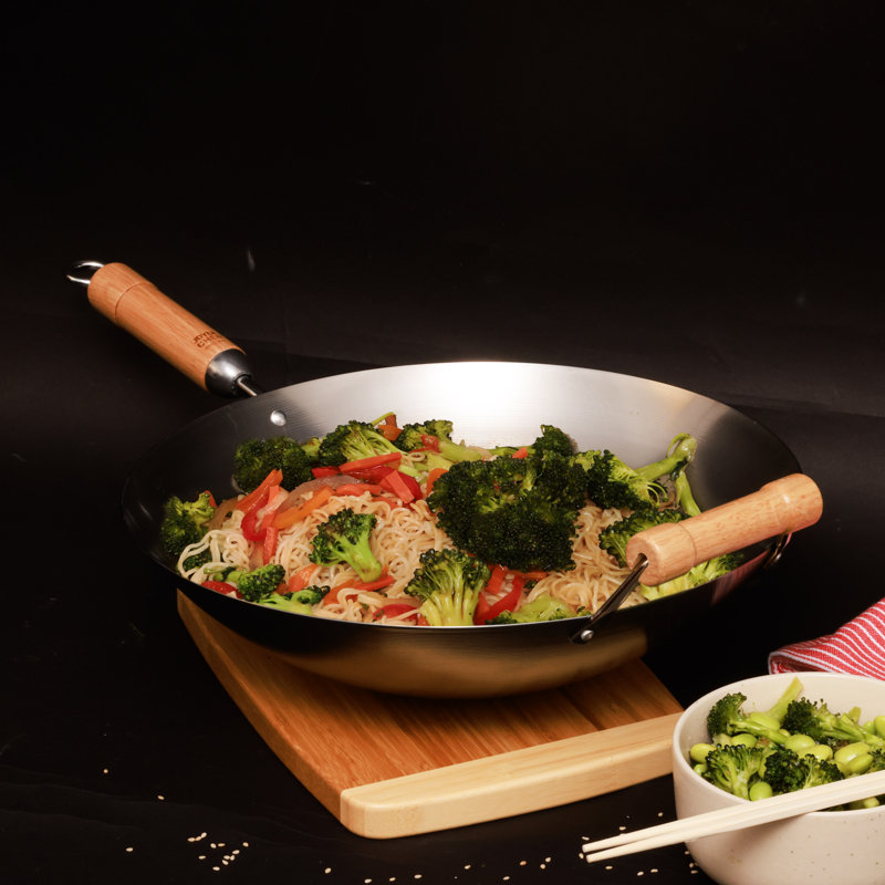 14-Inch Carbon Steel Wok with Birch Handles