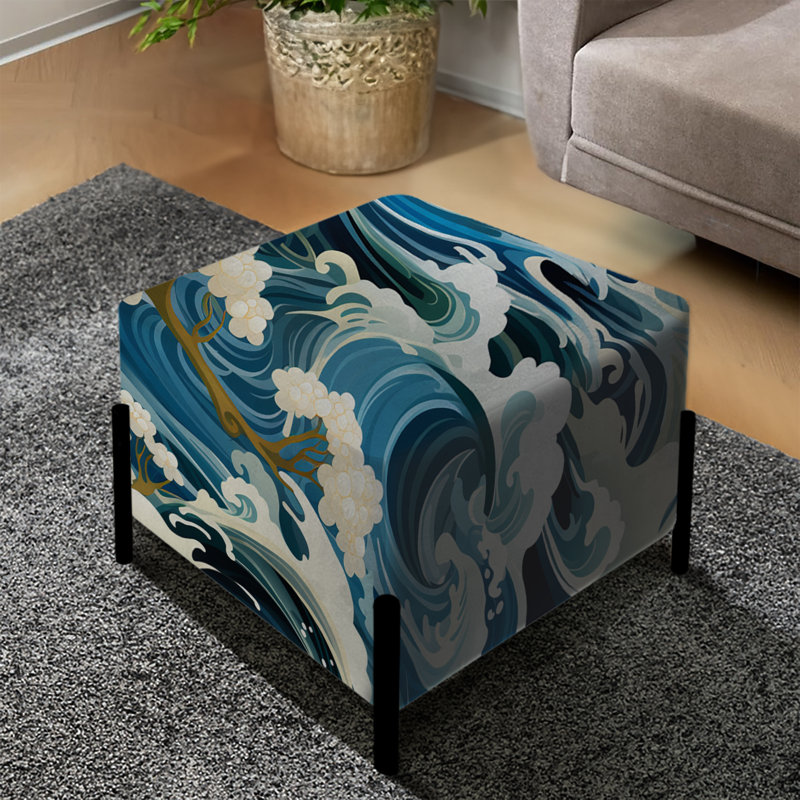 Water Elements - Japan Wave Square Ottoman