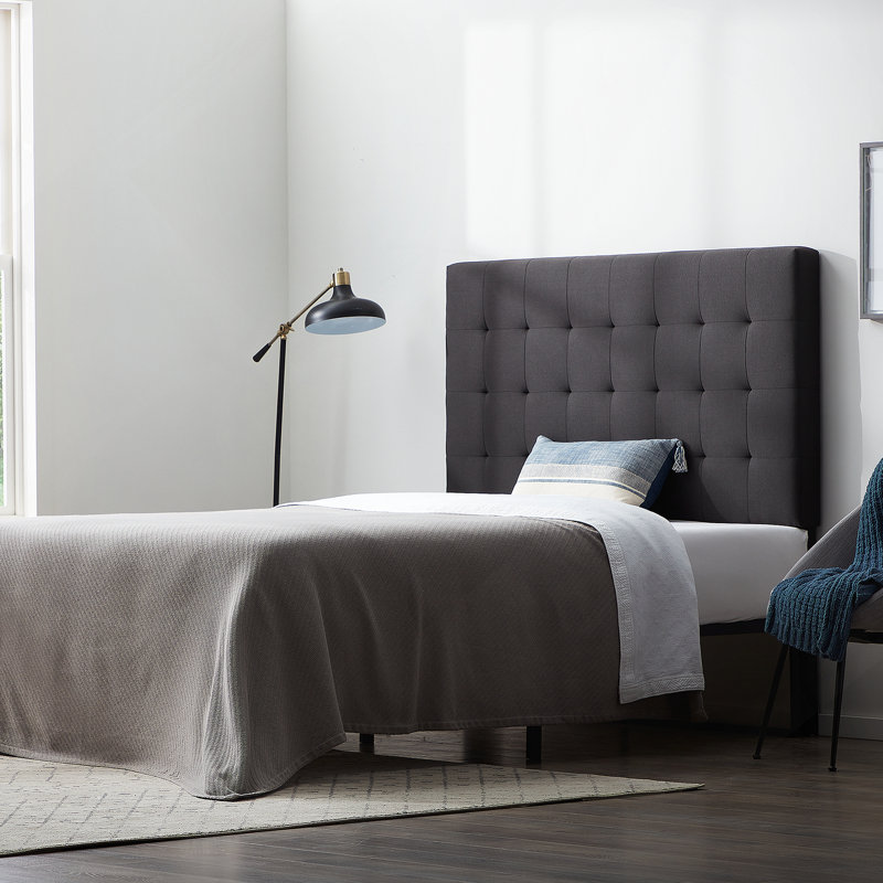 Rectangle Square Tufted Headboard, Queen, Charcoal