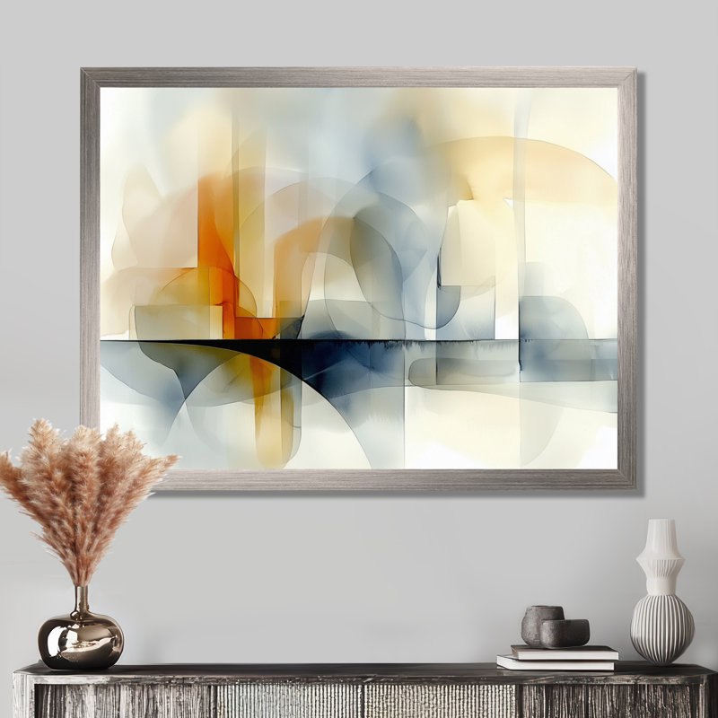 Radiant Light Abstract Horizon II - Décoration murale abstraite, H 24 po x l 32 po, Argent argent