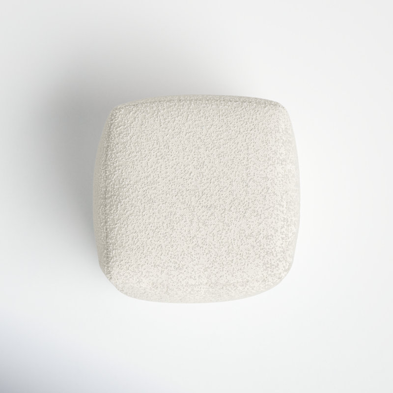 Ivory Boucle Upholstered Modern Square Pouf