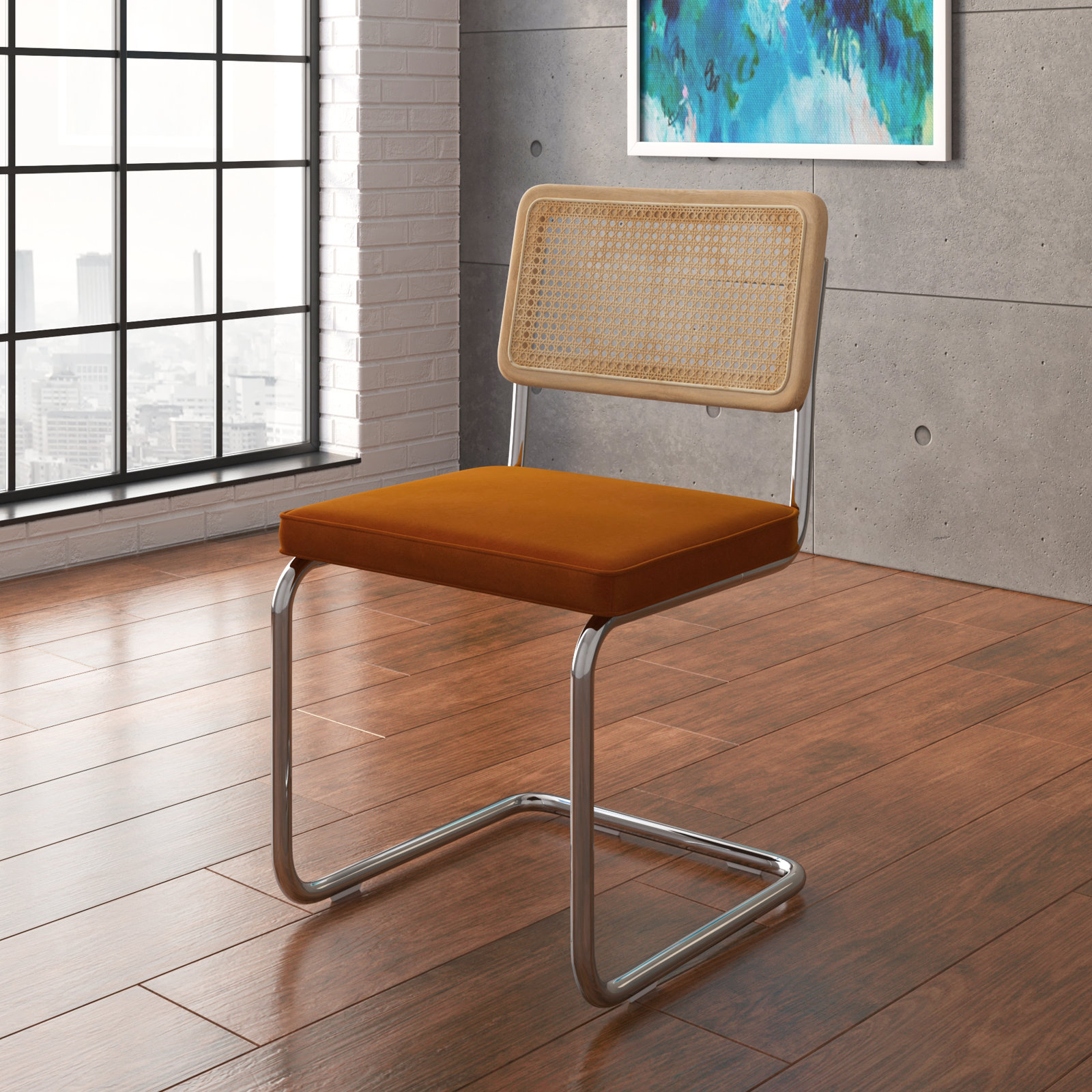 Walsh Velvet Dining Chair, Cognac