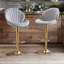Ayeisha Height Adjustable Swivel Bar Stool With Back & Footrest Grey Gold