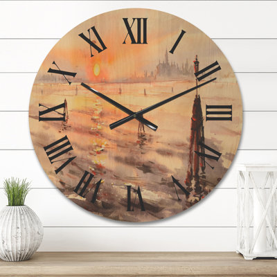 Horloge murale Panorama de la lagune de Venise au coucher du soleil