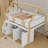Wooden Low Loft Bed With LED Lights, Storage Shelf And Cabinets-590955769