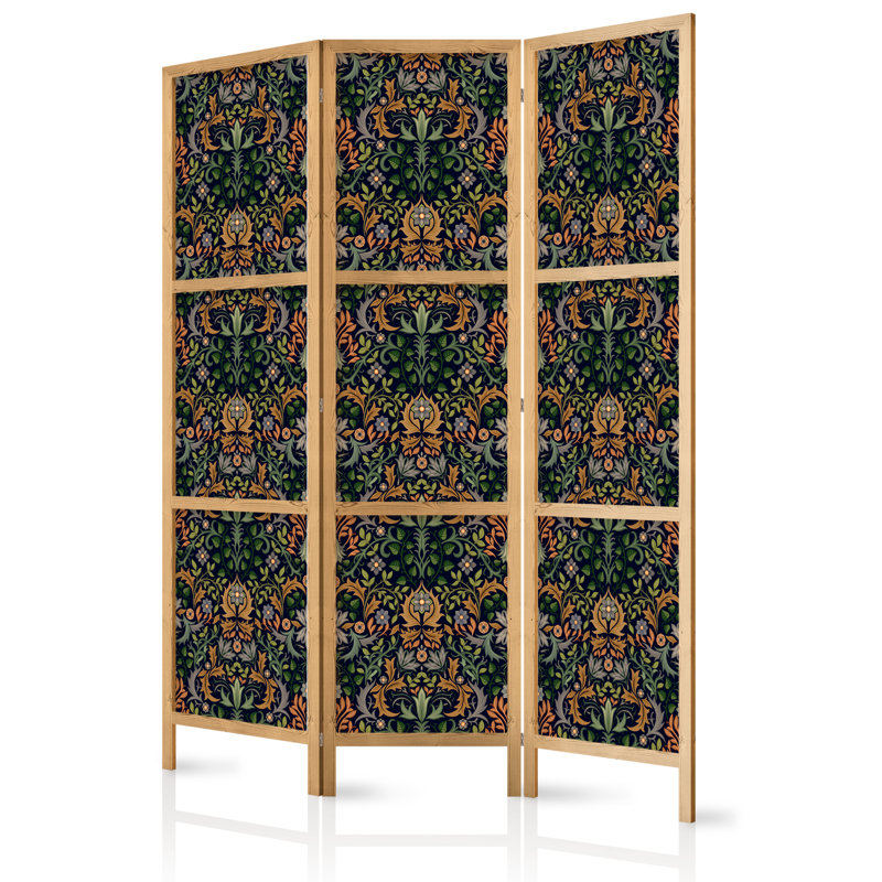 171cm H Solid Wood Folding Room Divider, 171cm H x 135cm W x 1.2cm D, Brown