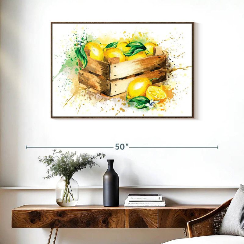 Récolte de citronnelle, 37 po x 25 po, Cadre flottant noyer