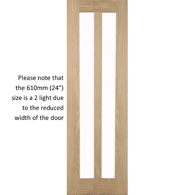 Oak Shaker 3 Light Vertical Clear Glass Internal Door, 68.6" W x 198.1" H