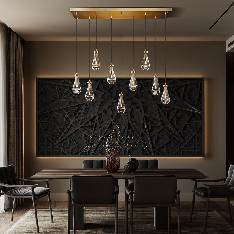 Modern Raindrop 9-lights Chandeliers H78", Brass