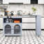 Îlot de cuisine roulant avec table allongée, îlot de cuisine avec lumière DEL, prises de courant et rangement-341179004