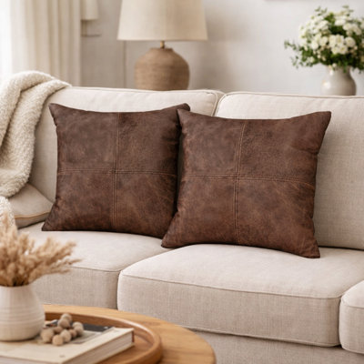 Pack Of 2 Genuine Cowhide Throw Pillow Cover 16”X16” - Soft One-Sided Decorative Pillow - Made In Argentina