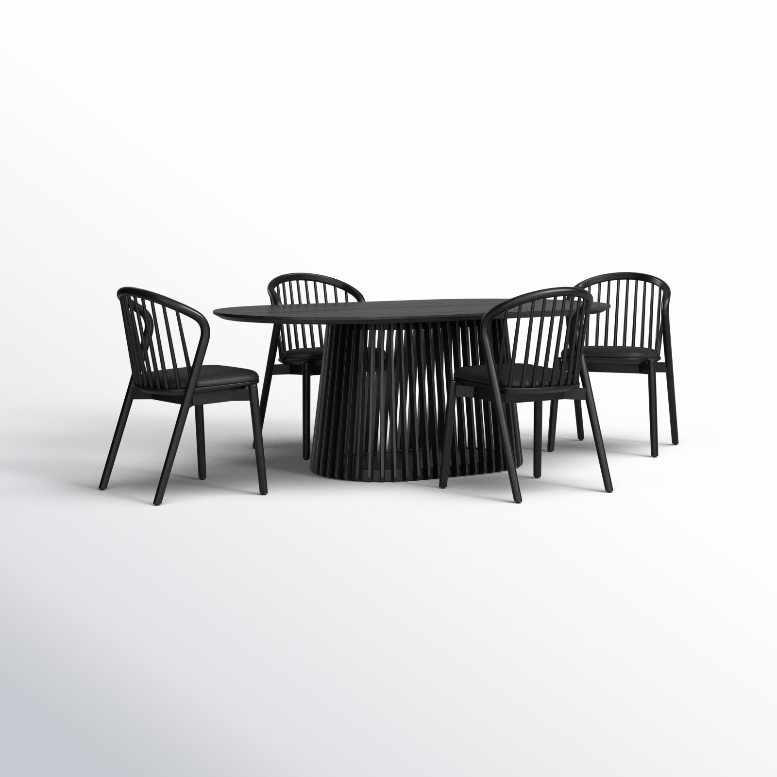 5 - Piece Extendable Dining Set, Black, Black