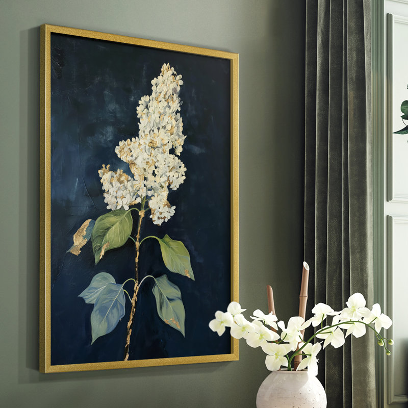 Série FLORAL CLxxv - reproduction encadrée de qualité supérieure - prête à être accrochée - aucun clou requis, Doré