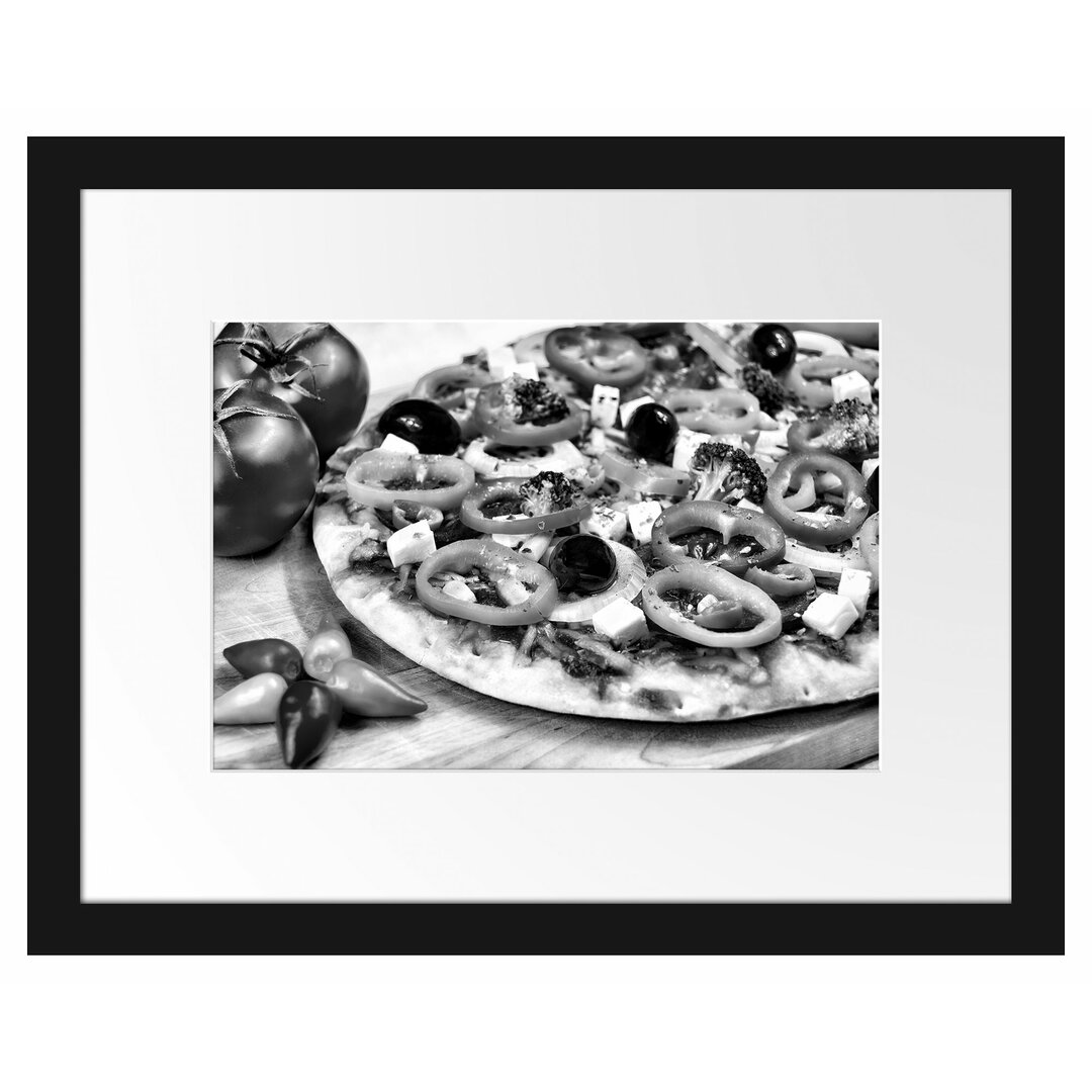 Gerahmtes Poster Pizza Salami Italien Italy