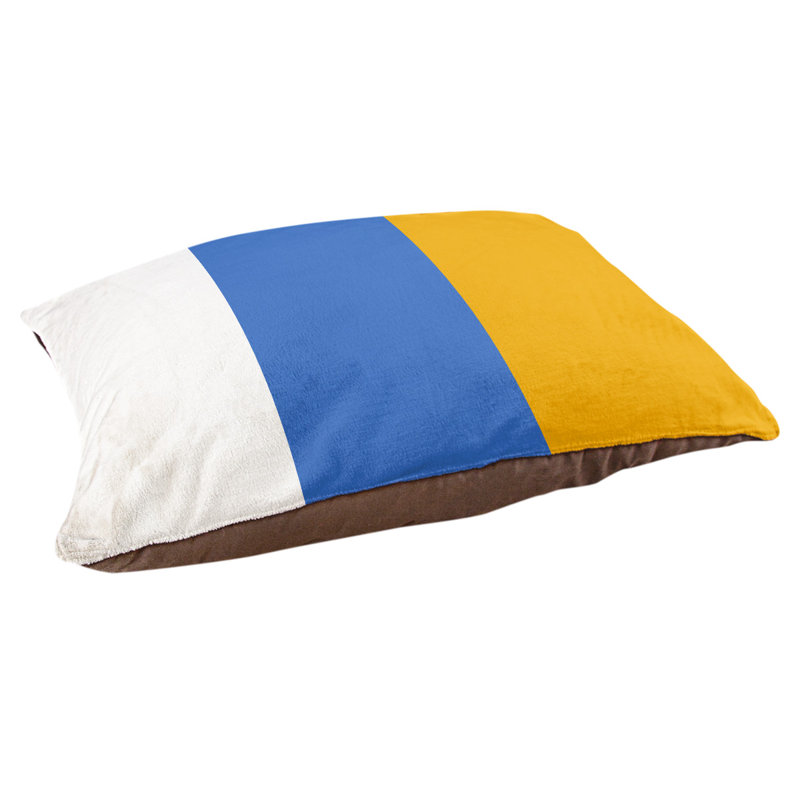 Striped Polyester Pet Bed, Extra large (50" W x 40" D x 7" H), Blue Middle/Gold