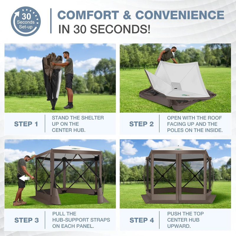 Pop Up Gazebo Screen Tent Screen House for Camping, Khaki