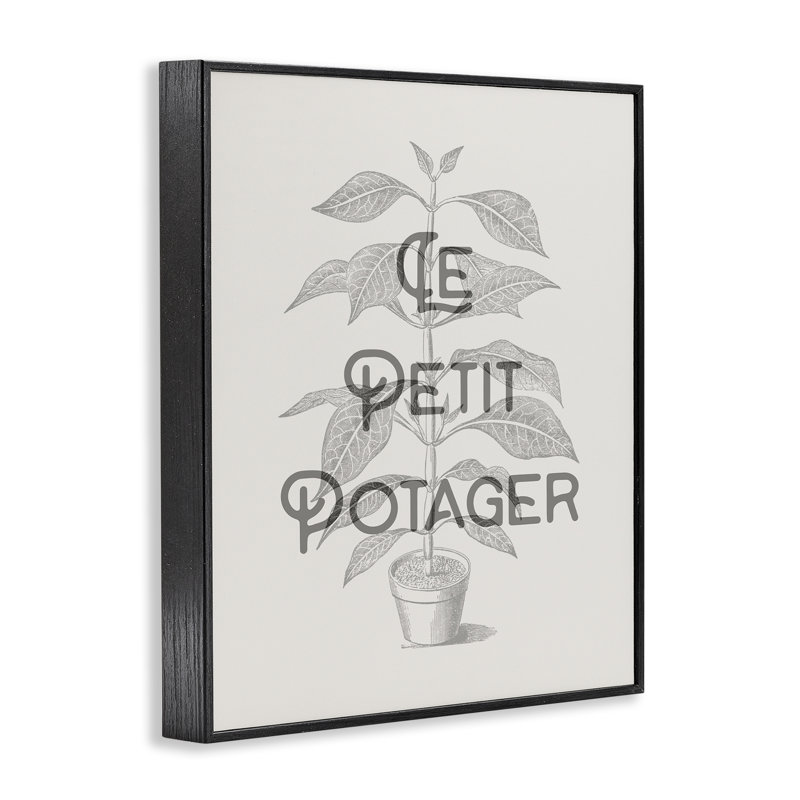 Giclée encadrée par une plante française rétro, design par Lil 'Rue, Giclée encadrée noir minuit, H 14 po x l 11 po