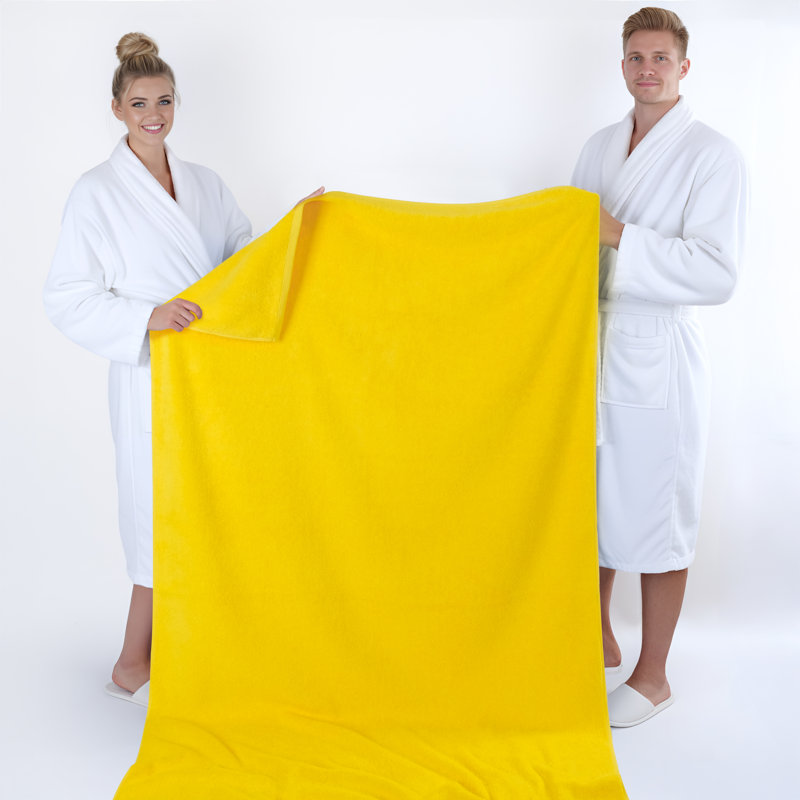 Darcelle 100% Cotton 40 x 80 Oversized Bath Towel Sheet, Lemon Yellow