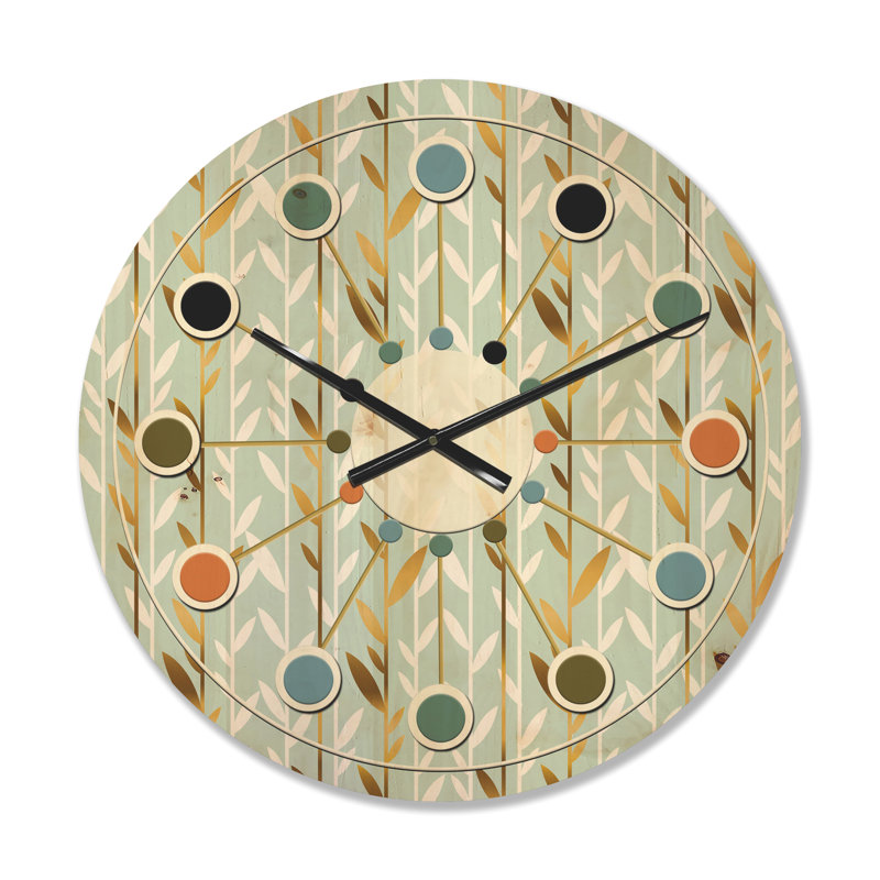 Horloge murale en bois doré Golden Foliage I, Petit