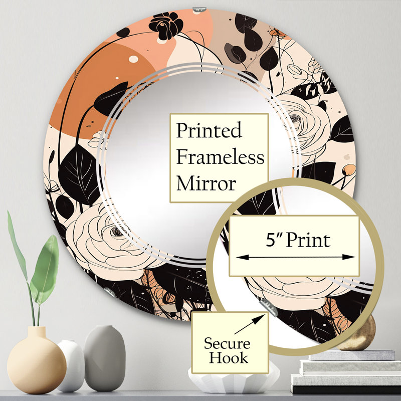 Sulkey - Miroir mural moderne rond, 24 po x 24 po