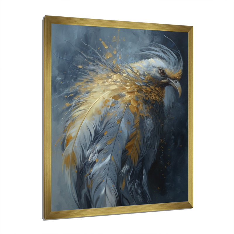 Kamaira Gold Boho Chic Feathers III sur toile, H 20 po x l 12 po x P 1 po, Encadrement doré