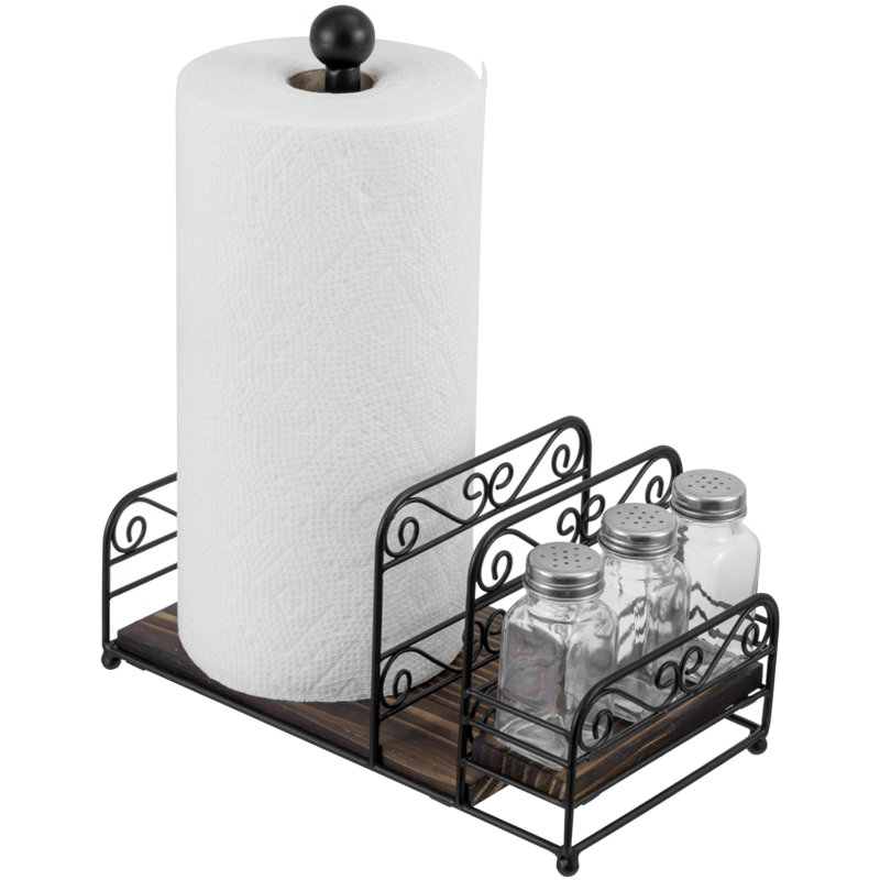 Metal and Solid Wood Paper Towel Holder