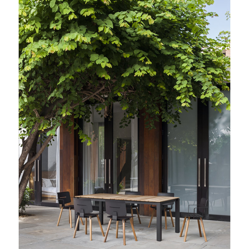 Coco Outdoor Dining Armchair, Anthracite/Faux Teak