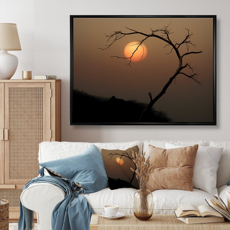 Moon Plum Phase, reproduction d'art sur toile Moon, Cadre flottant noir, H 12 po x l 20 po x P 1 po