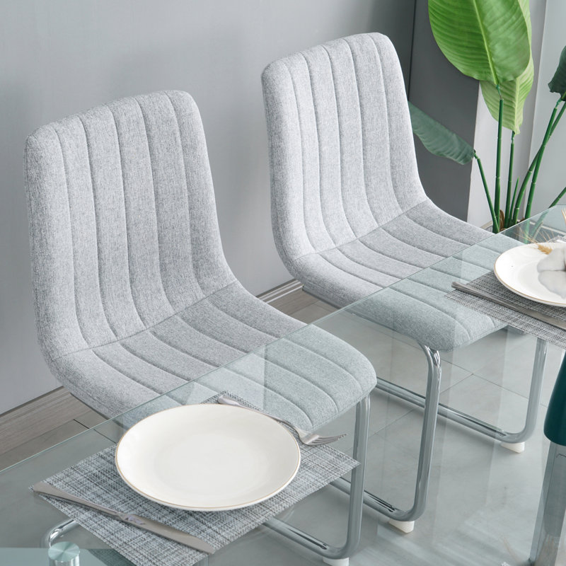 Chaise d'appoint en lin capitonné Beachwood, Gris clair