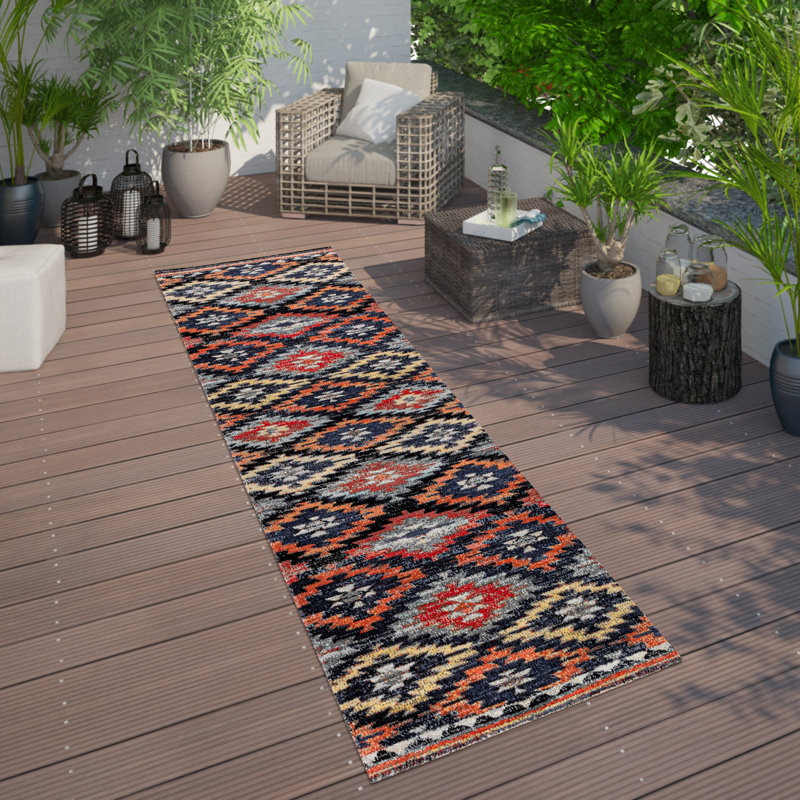 Round Claymore Ikat Indoor / Outdoor Area Rug, Round 160cm