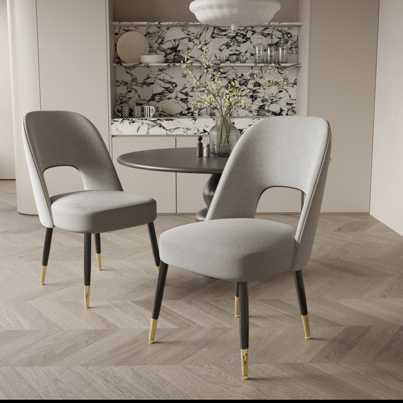 Chaise de salle à manger en tissu avec pieds en métal, Gris