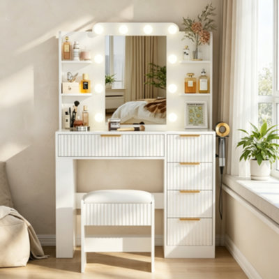 Meuble-lavabo avec miroir lumineux et fauteuil Fashion Mak maquillage