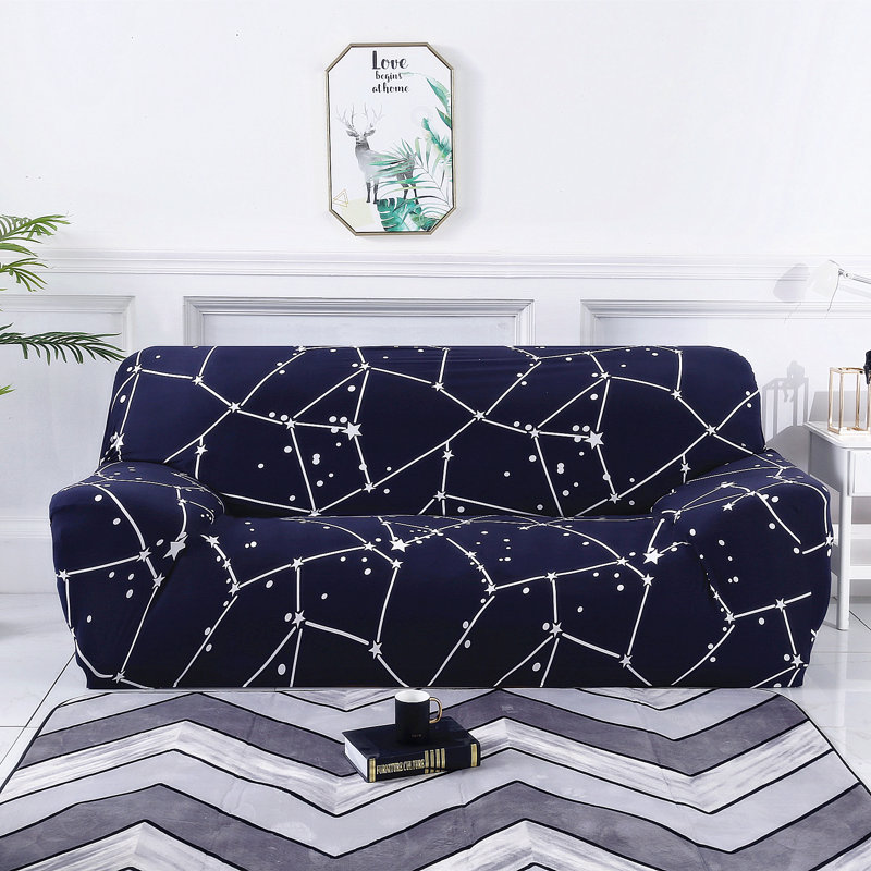 Élégante housse de canapé à coussin carré, Bleu foncé