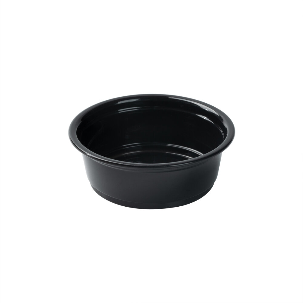 Asporto 26 oz Black Plastic 3 Compartment Food Container - with
