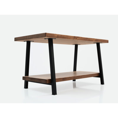 Rustic Coffee Table With Shelf For Living Room, Solid Wood, 39" X 20" 21", Walnut Shelf, Walnut, Room Use