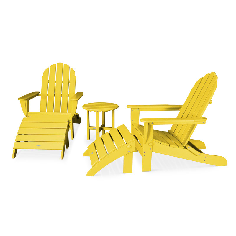 POLYWOOD Classic Oversized Adirondack 5-Piece Casual Set, Lemon