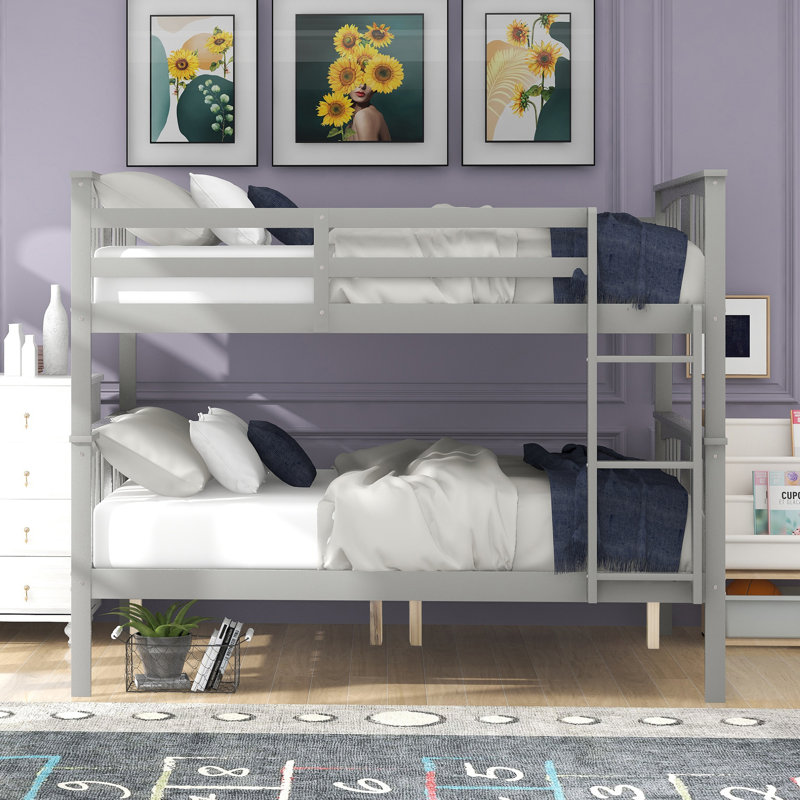Lit superposé double au-dessus de double avec échelle pour chambre à coucher, Grey