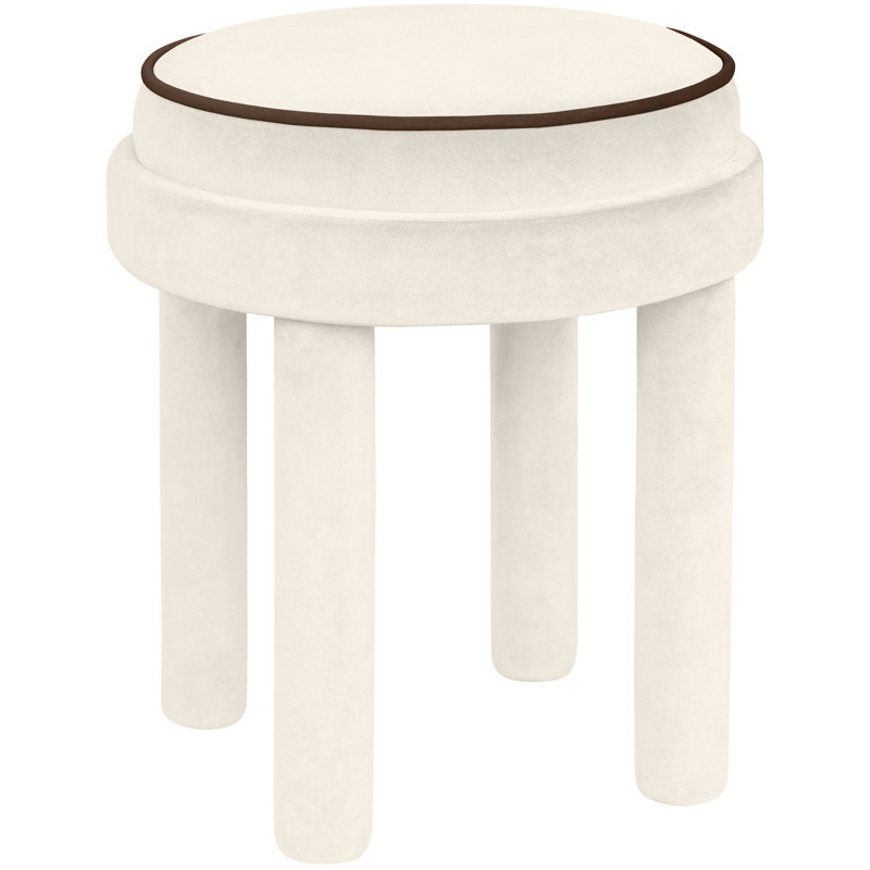Repose-pieds / tabouret en velours Velin, Velours crème
