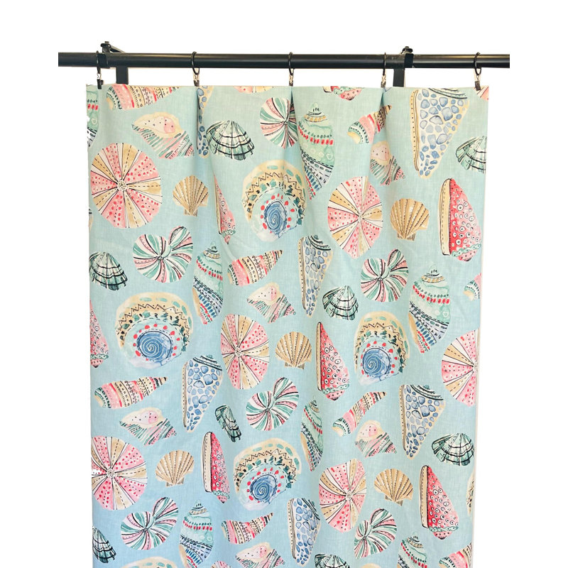 Rideaux de plage turquoise et coquillages roses, L 50 po x L 120 po