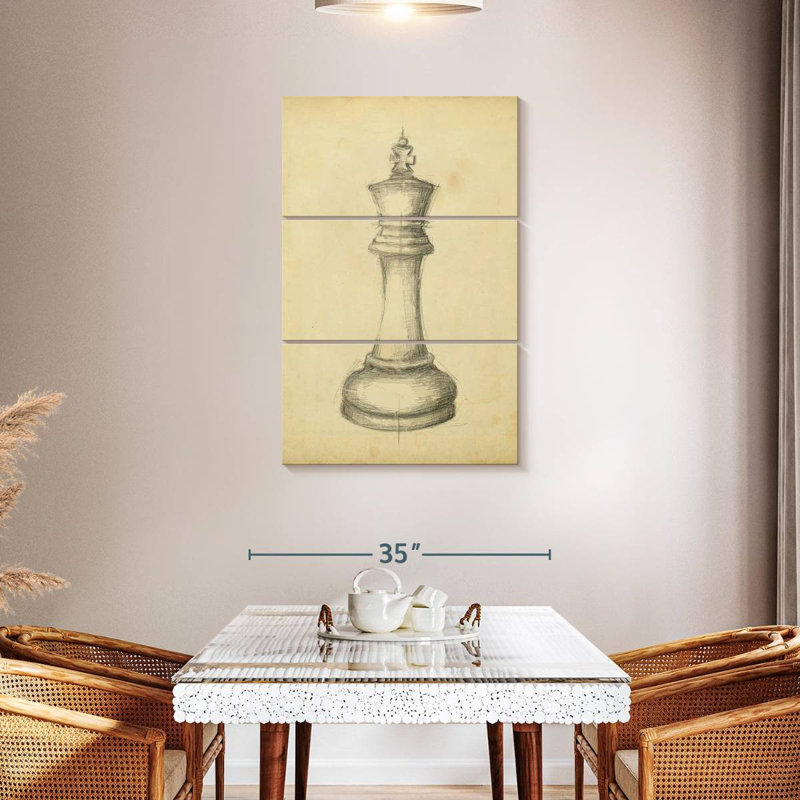 Senne Antique Chess I, H 65 po x l 42 po